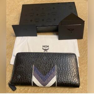 MCM Black leather studded wallet